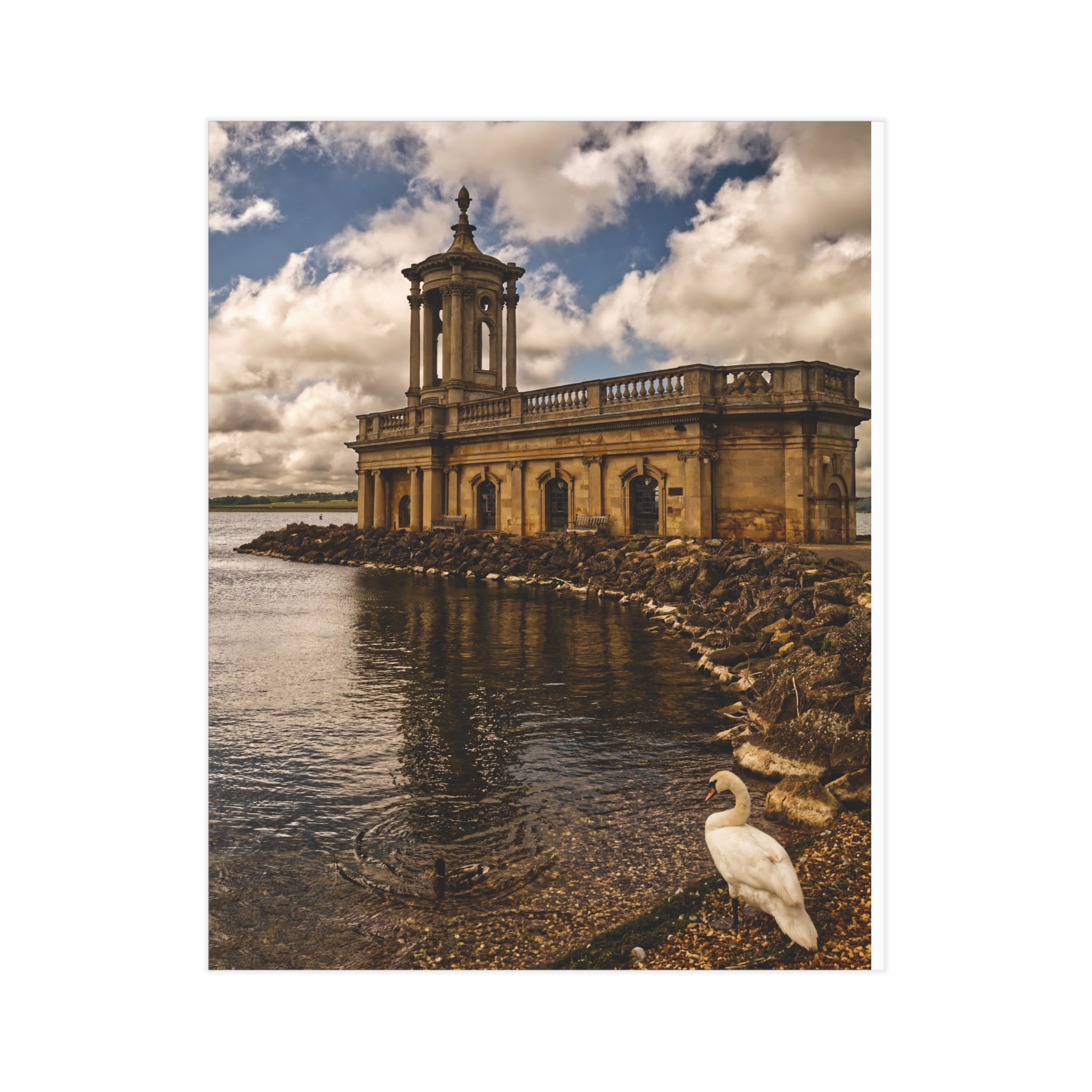 Rutland Water Normanton Church Print — Vintage Lakeside Photography Unframed Art