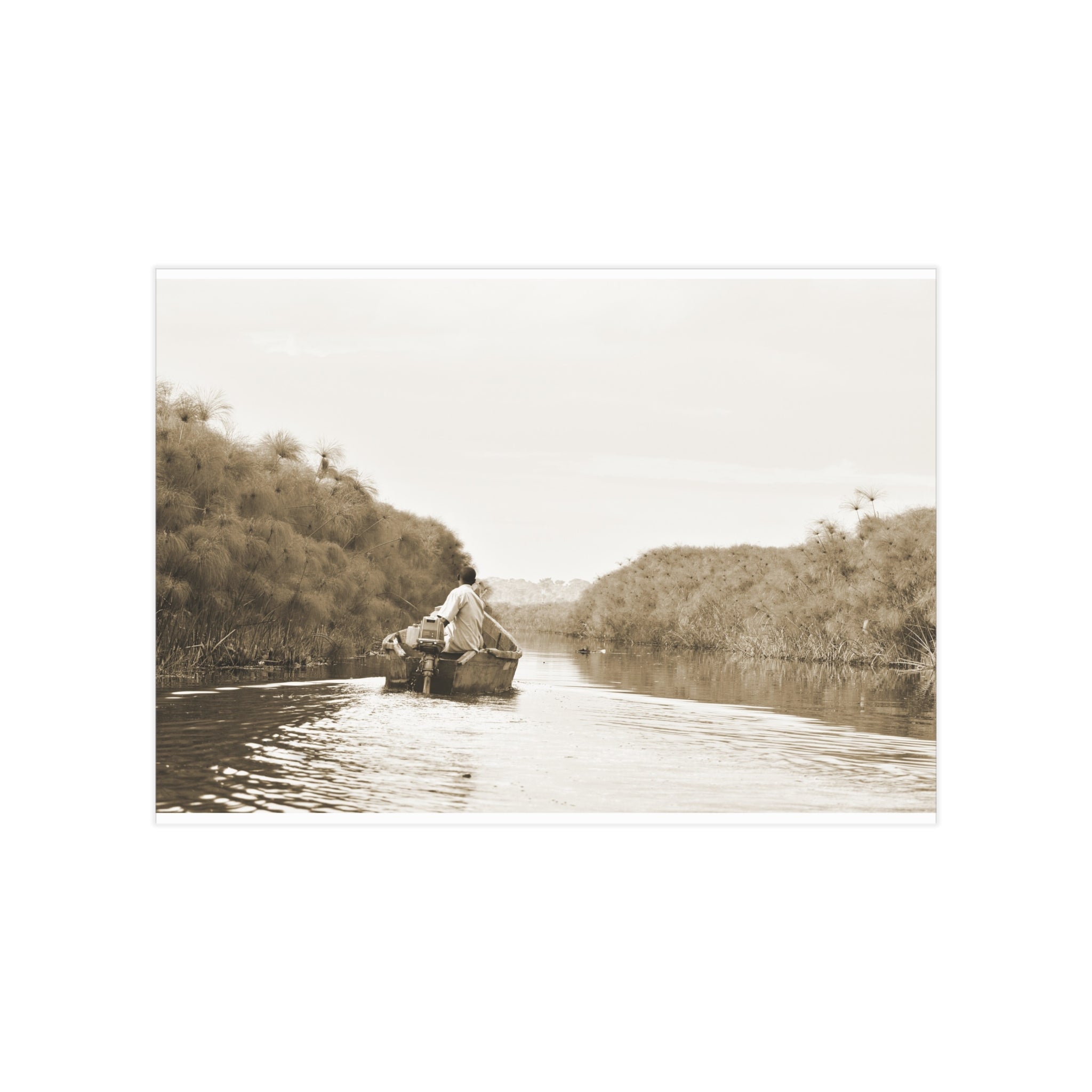 Sepia Riverboat Photo Print — Vintage Nature Wall Art (Unframed)