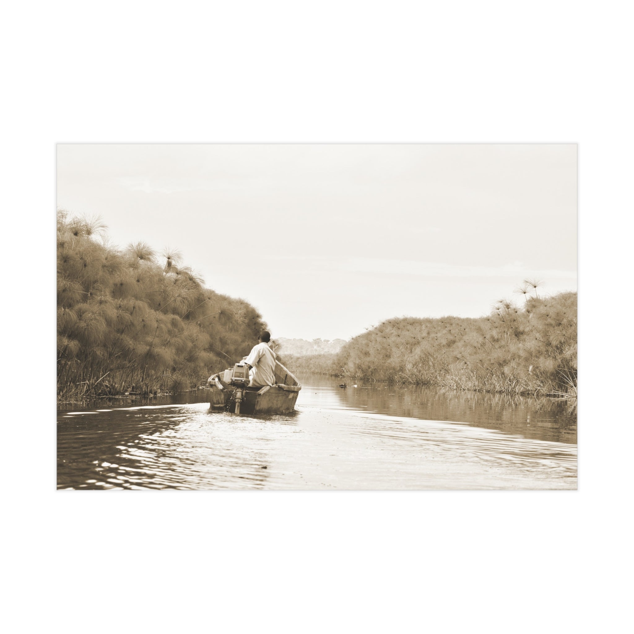 Sepia Riverboat Photo Print — Vintage Nature Wall Art (Unframed)